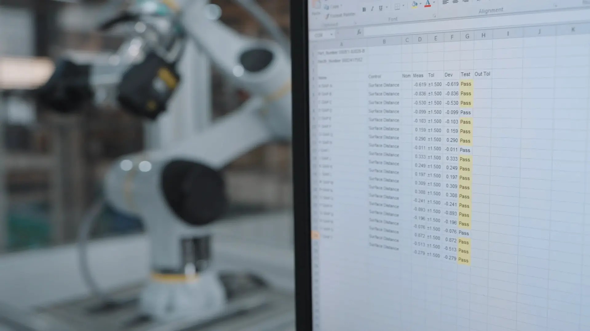Colour deviation map inspection report