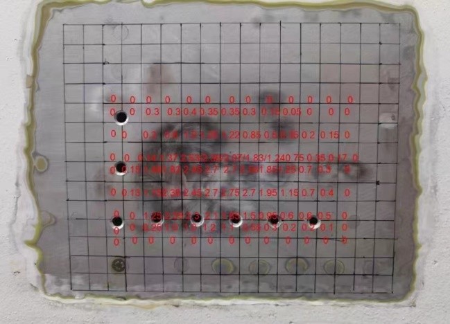 Traditional manual grid measurement of aircraft damage