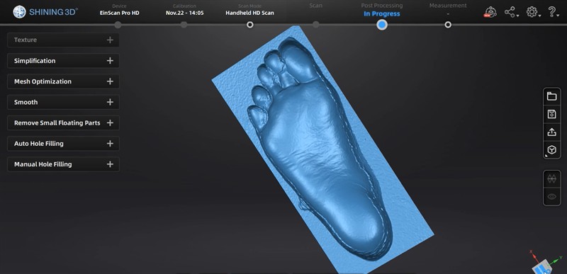 Scanning a foam footprint for custom insole design