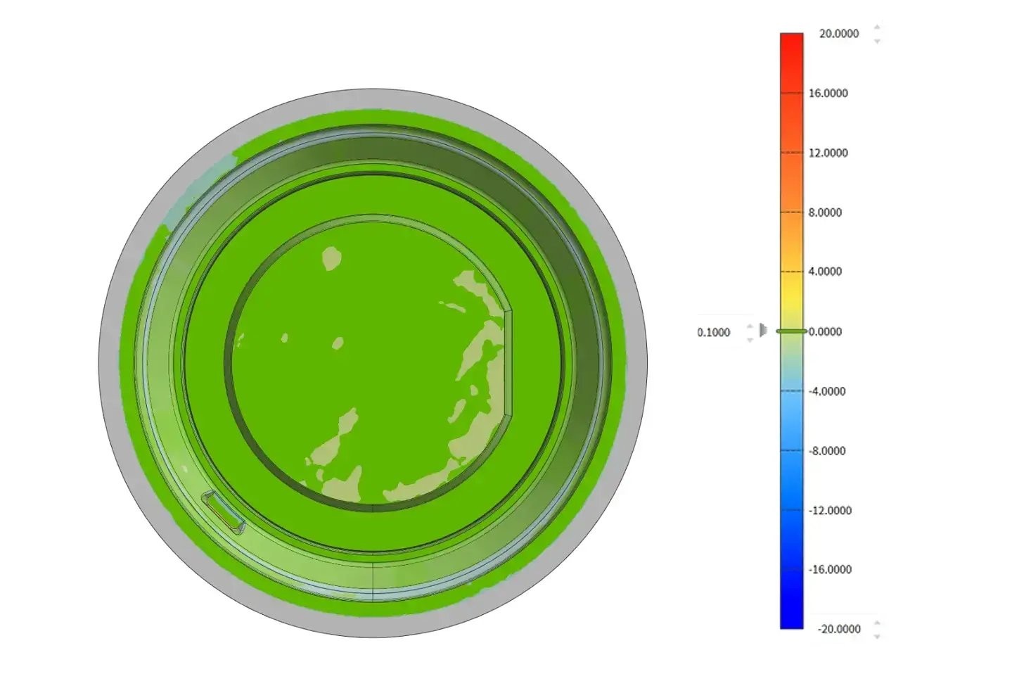 Colour deviation map comparing a scanned mold to its CAD model