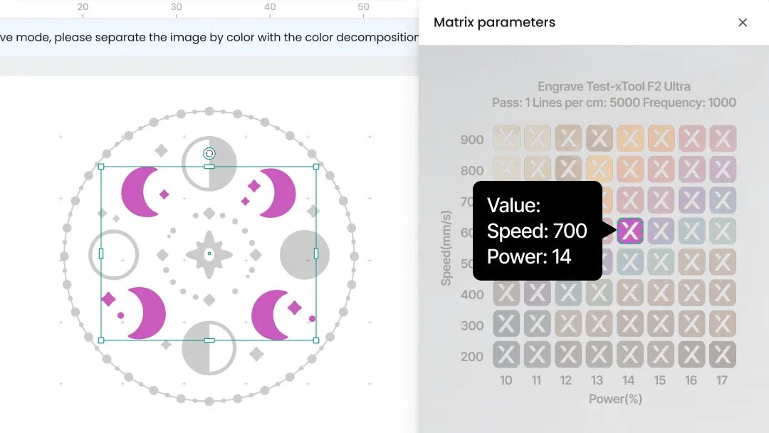 Get your colour palette in one click — xTool F2 Ultra colour engraving
