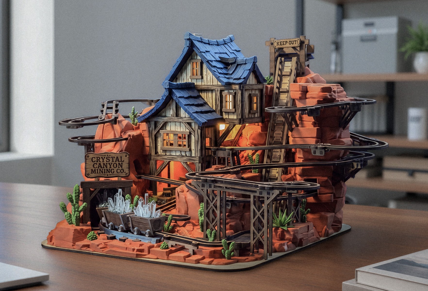 Crystal Canyon Mine – Marble Run laser cut on the Bambu Lab R1