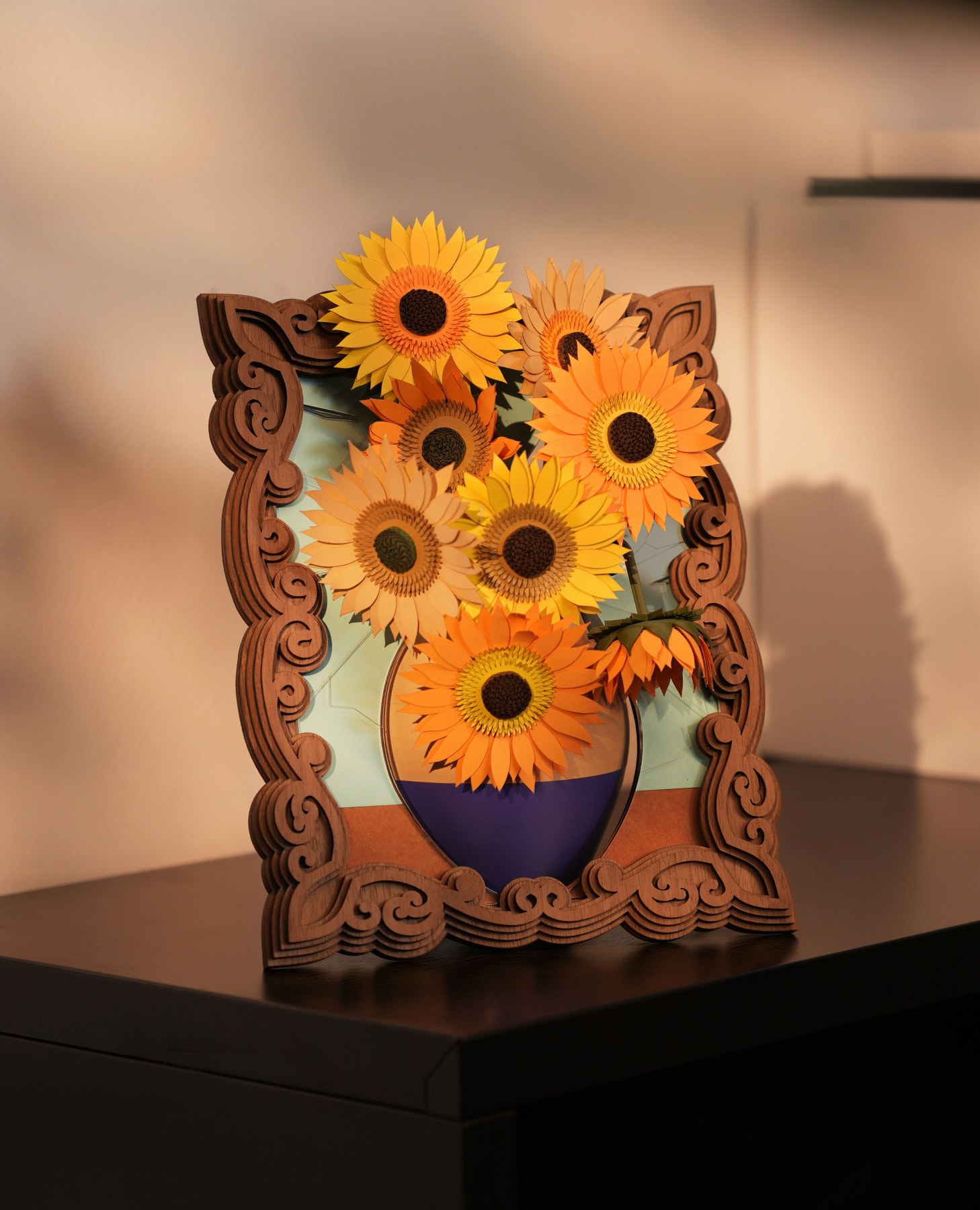 Sunflower Painting laser cut on the Bambu Lab R1