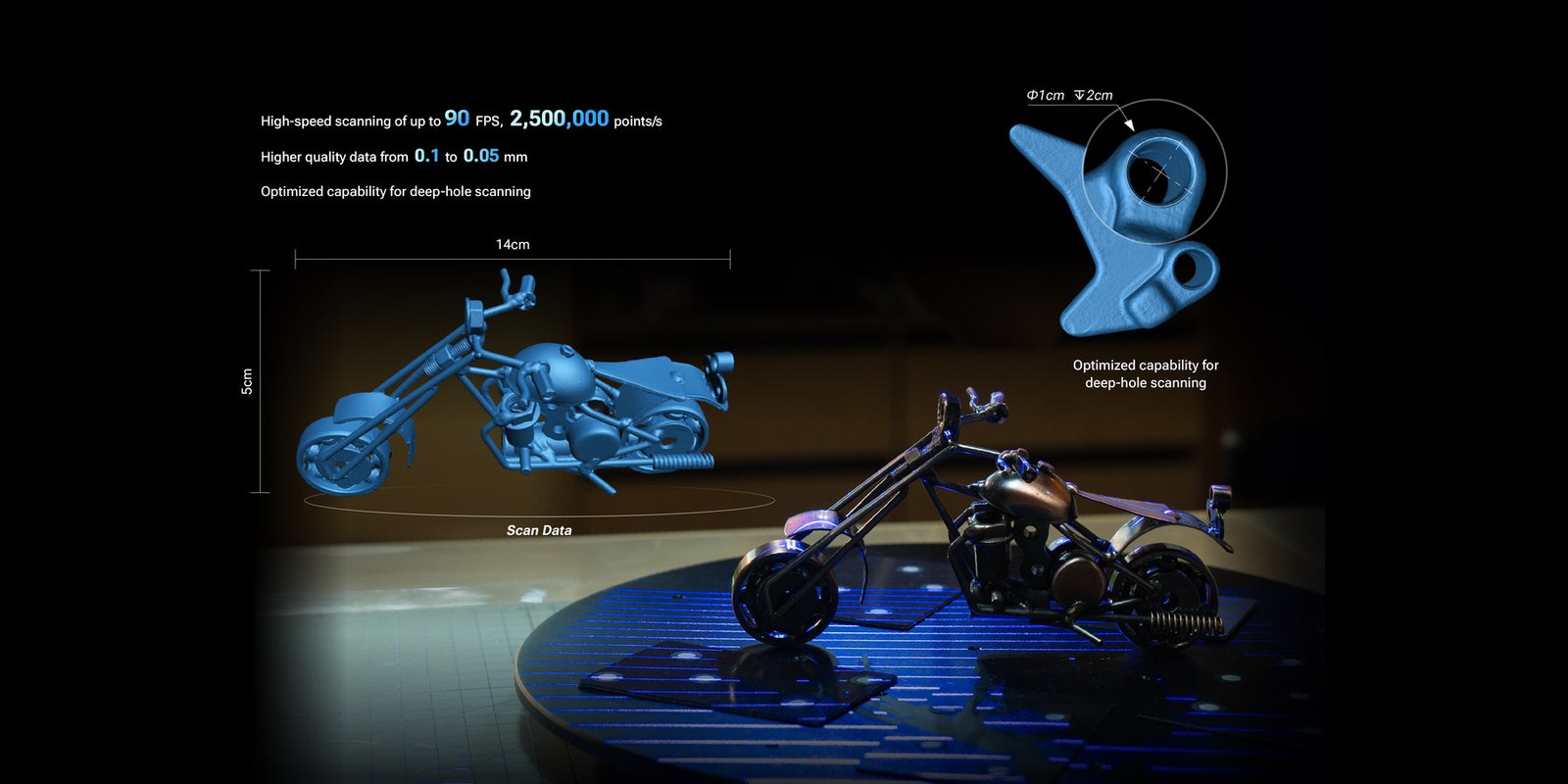 EINSTAR 2 handheld 3D scanner capturing a large object in a single session