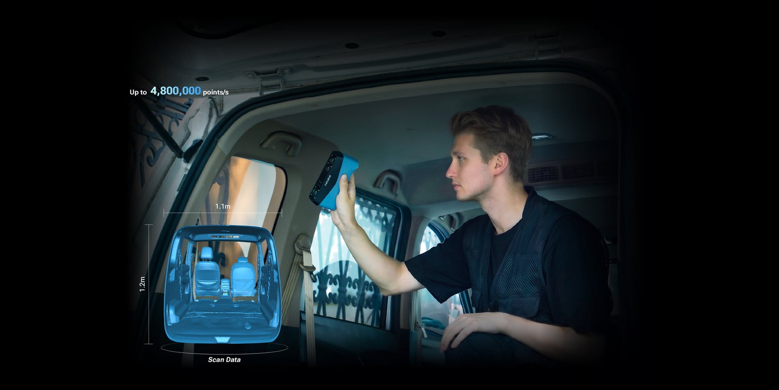 EINSTAR 2 3D scanner used outdoors in bright daylight