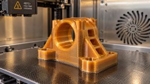 High temperature 3D printer with 400 C hardware printing a polyimide part