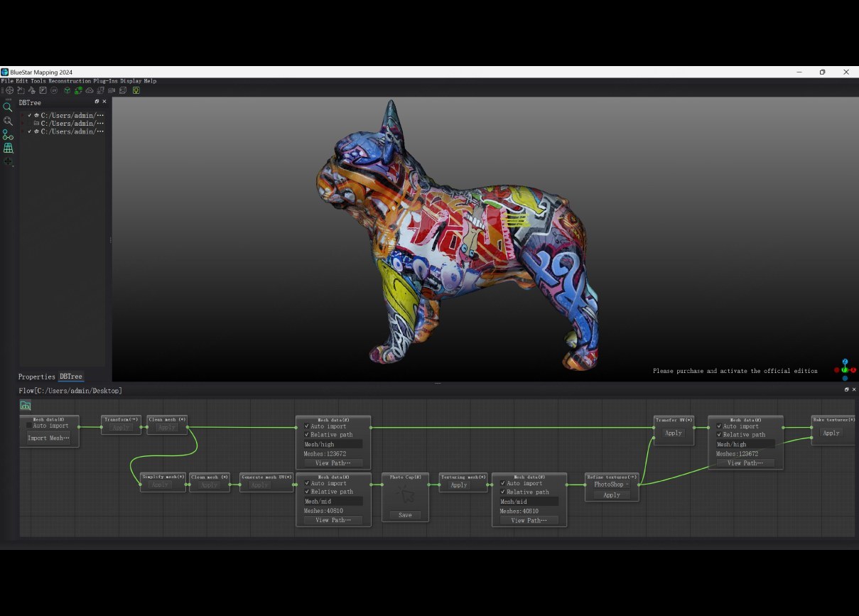A captured 3D scan displayed on screen in scanning software