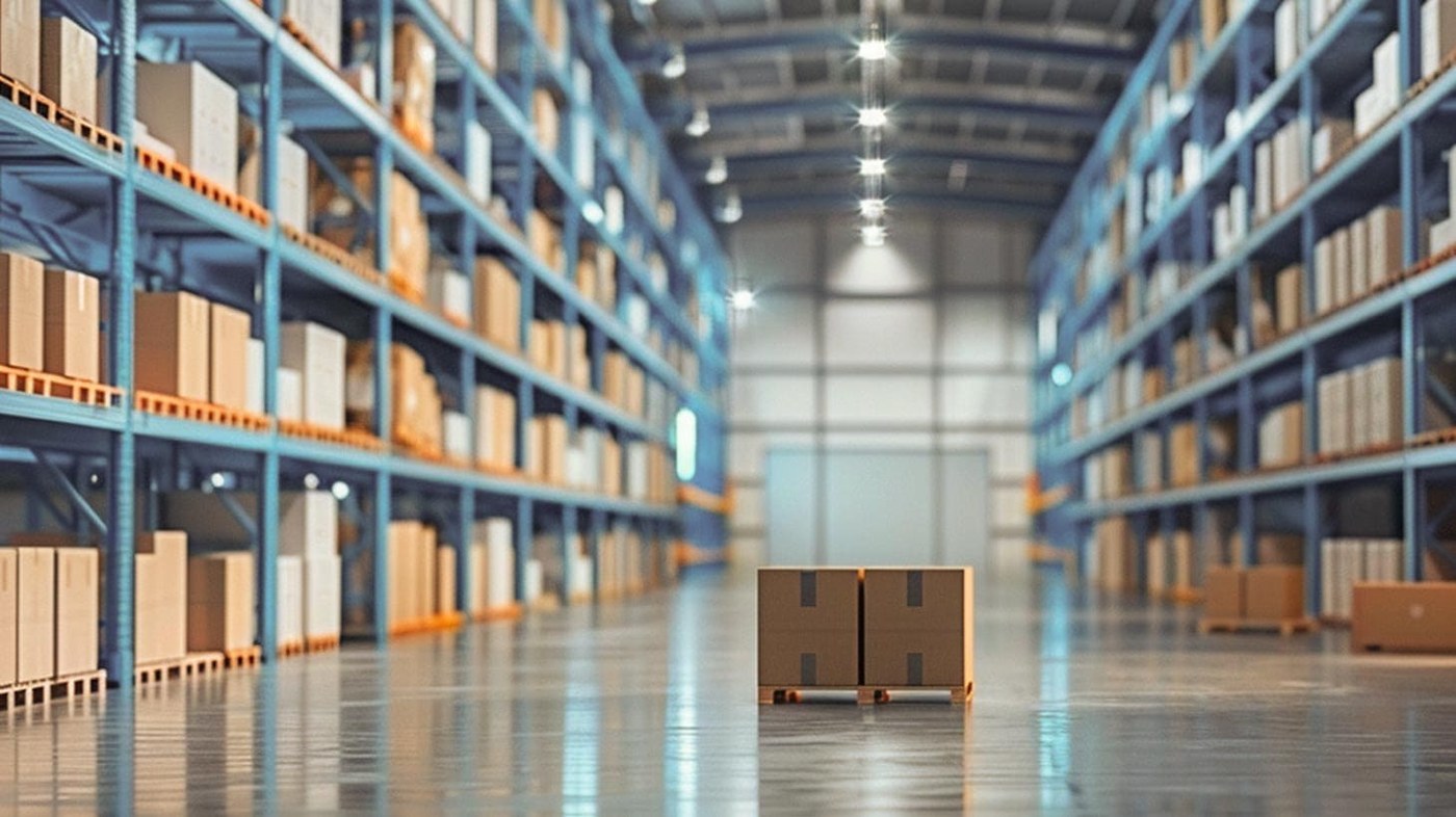 Warehouse racking with palletised goods
