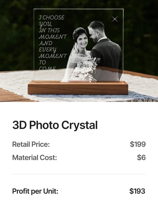 3D photo crystal — profit potential on the xTool F2 Ultra UV: The premium tier of keepsakes