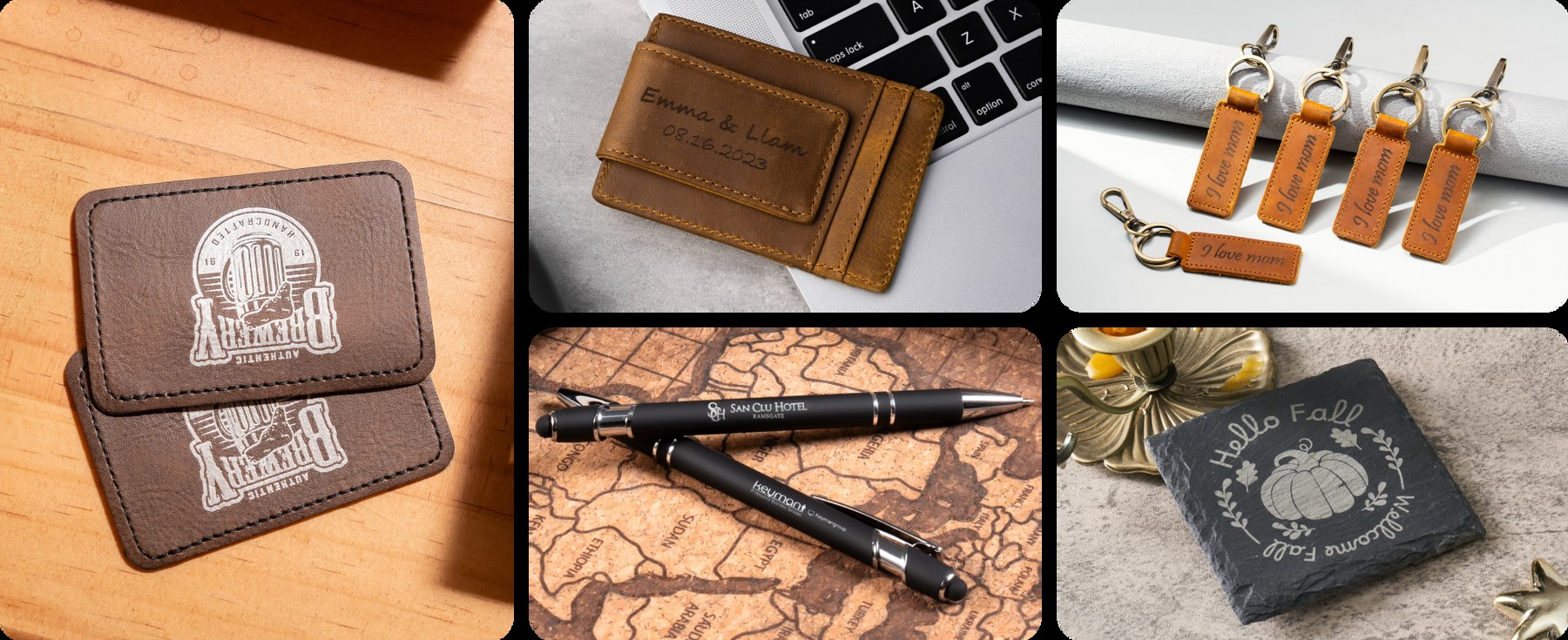 Leather & more samples engraved on the xTool F2 Ultra UV