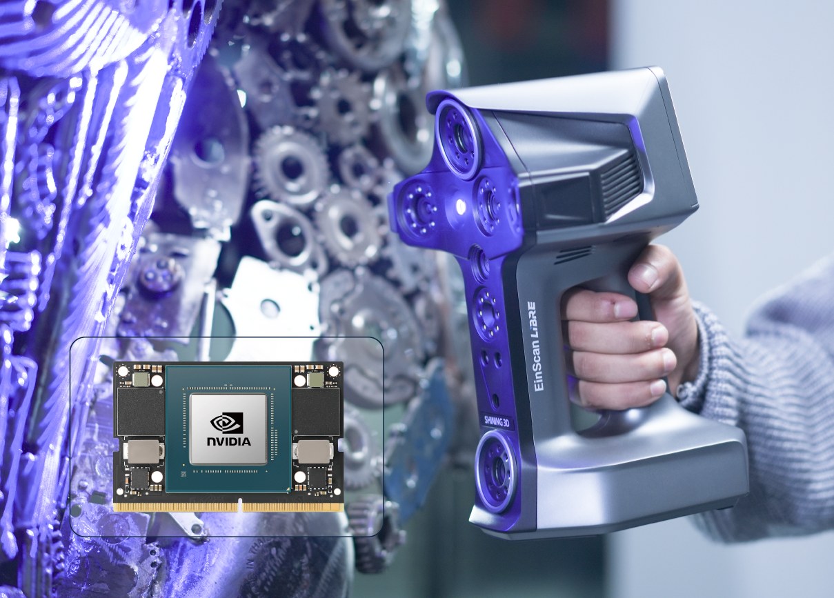 The Shining 3D EinScan Libre handheld colour 3D scanner, used for capturing colour and texture
