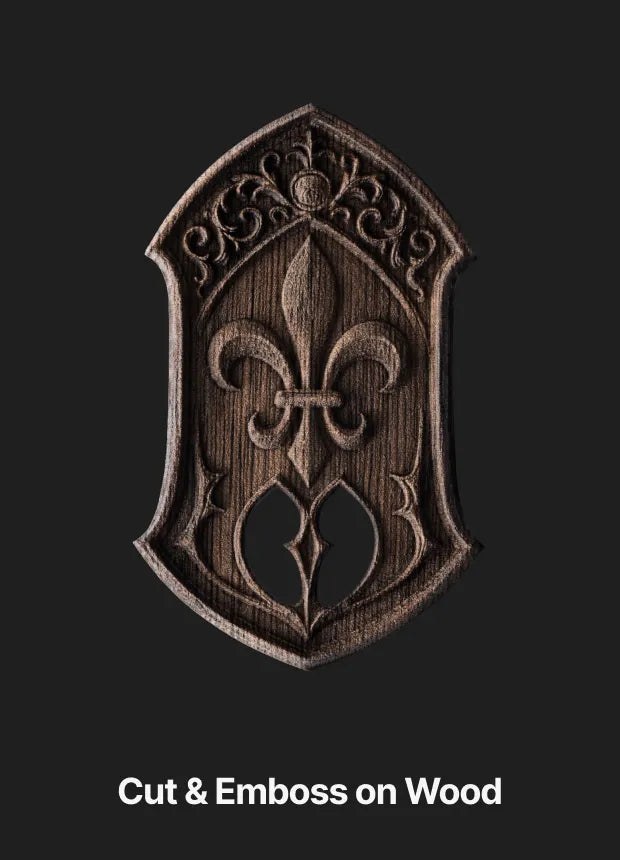 Cut & emboss on wood