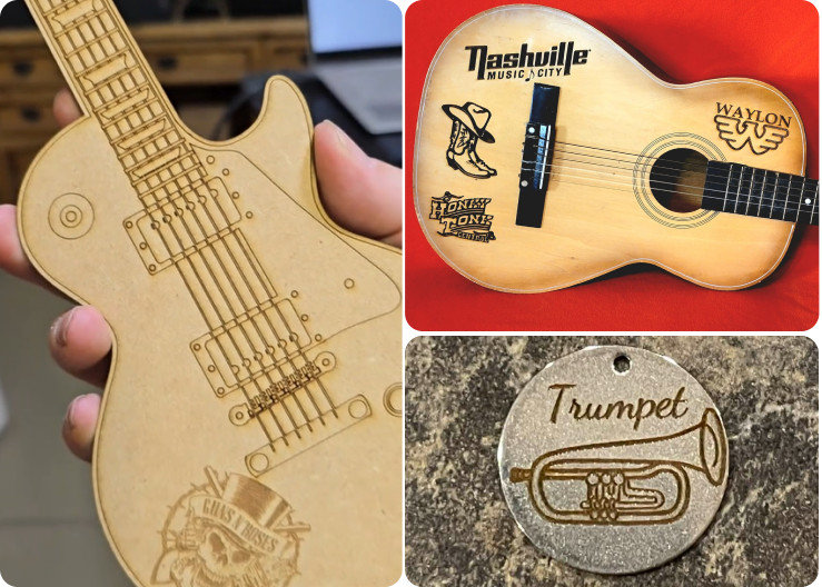 Musical Instruments laser customization examples
