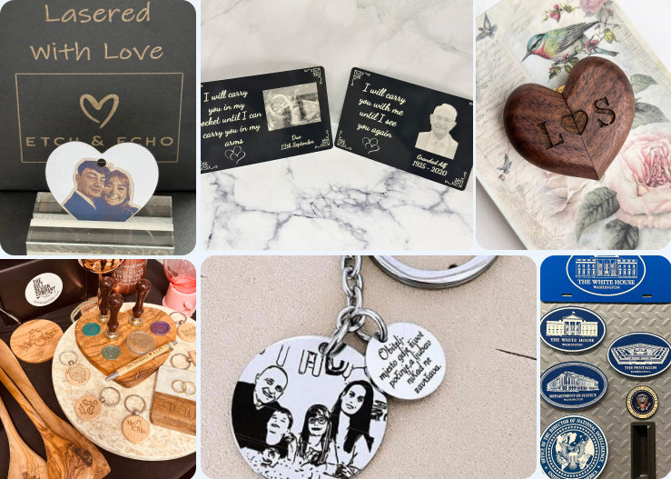 Souvenirs laser customization examples